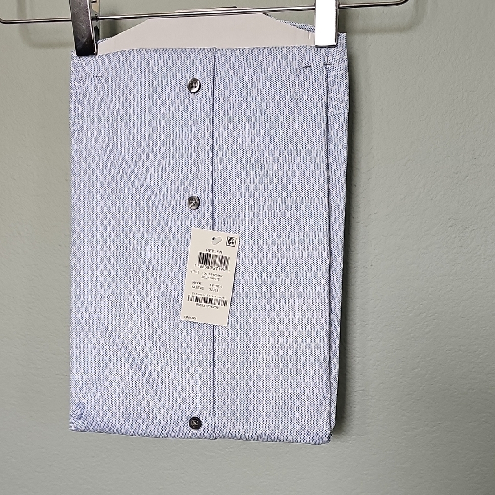 Alfani Alfatech Men's Light Blue Geometric Dress Shirt NWT Large 16-16.5 - Picture 7 of 7